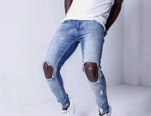 Jeans en denim brut de haute qualité pour hommes, pantalon droit en coton rigide, fournisseur d'exportation - Product Image 2