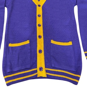 Cardigan tricoté jaune à col en V pour homme, avec boutons recouverts de laine/acrylique, manches longues, couleur unie, pour l'hiver - Product Image 5