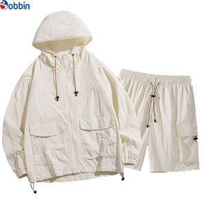 Comfortable Custom Logo Zip up Jacket Nylon Set Best Quality Windbreaker Hooded Set for Unisex Sun-Protected + Size Tracksuits - Product Image 5