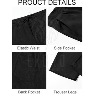 Pantalones Casuales de Hombre Negros con Cintura Elástica y Cordón Ajustable, con Bolsillos Laterales, Tejido de Punto Transpirable de Peso Medio, para Primavera - Product Image 3