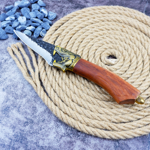 Couteau de chasse à pointe tombante, lame en acier au carbone, manche en bois, épaisseur 0,6 mm, bord droit, qualité DIY - Product Image 5