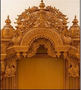 South Indian Style Teak Wood Temple For Puja Room Handcrafted Iskcon Brown <b>Mandir</b> Customized Temple Cabinet Home UK - Product Image 3