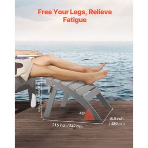 Reposapiés Adirondack de Plástico HDPE Plegable y Resistente a la Intemperie para Patio, 21.5 L x 18.9 W x 14.8 H Pulgadas - Product Image 5