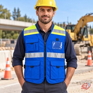 Gilet de sécurité bleu personnalisé haute visibilité pour agents de sécurité, vêtements de travail réfléchissants pour la construction, les équipes routières et les professionnels des services publics – Fabricant - Product Image 3