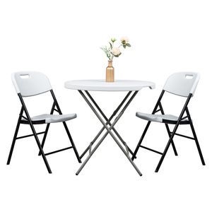 Sedie Pieghevoli da Giardino in Plastica, Confezione da 4, 47x54x84cm, Bianche - Product Image 4