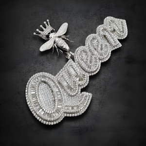 Pendentif personnalisé grand nom en Moissanite VVS véritable, en Argent Sterling 925, style Hip Hop Iced Out, avec attache abeille 3D, Bling personnalisé - Product Image 4