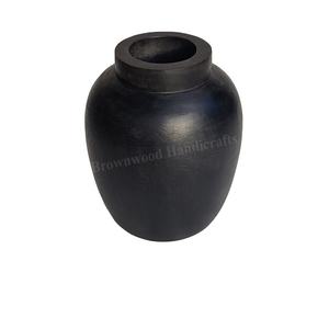 Vase à fleurs en bois de manguier antique noir fait à la main pour la décoration de la maison Vase en bois de vente chaude cadeaux en bois pour les vendeurs de commerce électronique - Product Image 2