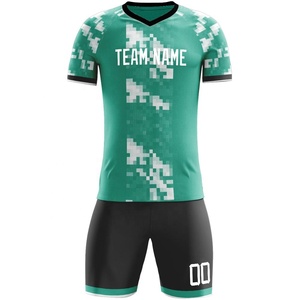 Conjunto de Camiseta de Fútbol Unisex Personalizada, Estampado Geométrico Verde, Cuello en V, 100% Poliéster, Absorbe la Humedad, Transpirable, Ajuste Atlético - Product Image 5