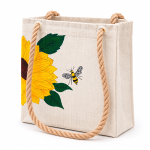 Sac fourre-tout en jute personnalisable avec poignées en corde, imprimé lettres, réutilisable, pour le shopping, à porter à l'épaule, usage quotidien, vente en gros - Product Image 2
