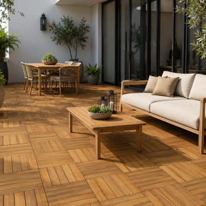 SSR VINA Azulejo de cubierta de madera de acacia entrelazado 12 listones-Soluciones de pisos para patios, patios traseros, balcones, pasarelas de jardín - Product Image 1