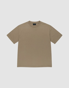 เสื้อยืดคอตตอนทรงหลวมโอเวอร์ไซส์สำหรับผู้ชาย แขนสั้น คอโอ ไหล่ตก สีเบจคากี ผ้าเนื้อหนา สไตล์ลำลอง สตรีทแวร์ - Product Image 3