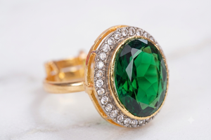 Luxury Oval Cut Halo Engagement <b>Ring</b> 24K <b>Gold</b> Plated Dual Tone Micro Pave CZ Stone Statement <b>Cocktail</b> <b>Rings</b> Women Fashion - Product Image 5
