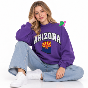 Sudadera de cuello alto para mujer Pook International, con parche bordado de la bandera del estado de Arizona, estilo casual y holgado. - Product Image 4
