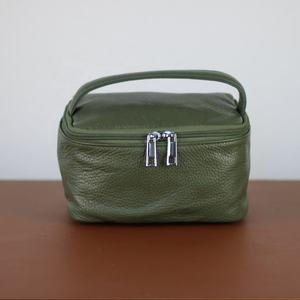 TYG-0055C hommes en cuir véritable double compartiment Dopp Kit sac fermeture à glissière voyage pour trousse de toilette parfait cosmétique cadeau papa - Product Image 1