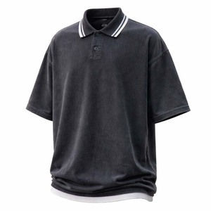 T-shirt Streetwear Homme Personnalisé avec Logo Imprimé, Vintage Délavé, 100% Coton, Coupe Ample et Épaisse, Anti-Plis - Product Image 1