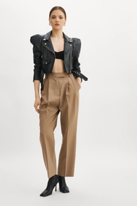 Women Black Cropped <b>Biker</b> <b>Jacket</b> Puff Shoulder Fashion Zipper Motorcycle <b>Jacket</b> - Product Image 4