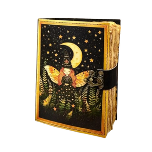 Grimorio de Cuero Hecho a Mano con Diseño de Hadas, Libro de Regalo para Año Nuevo Chino y Navidad, Diario Ocultista Vintage con Cierre, 400 Páginas - Product Image 1