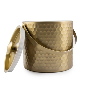 Cubo de acero aislado, limpio y moderno, con pinzas para hielo dentadas, ideal para champán y eventos festivos, a precio mayorista. - Product Image 2
