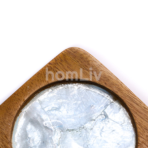 Shell Coaster Decorative <b>Mat</b> Coaster Square Table Pad for Home <b>Bar</b> Cafe Beverage Coaster Handmade Natural Teak Wood Home Decor - Product Image 4