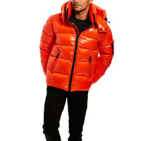 Nouvelle arrivée : veste d'hiver chaude et brillante pour homme, légère, en polyester, avec fermeture éclair sur le devant, en duvet, en vente.
