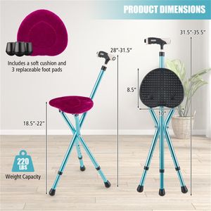Chaise pliante en aluminium avec réglage de la hauteur sur 5 niveaux, lumière LED, patins antidérapants, coussin bonus, 3 patins de sol (220 lbs) - Product Image 3