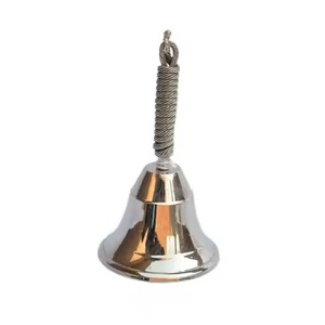 Campana de Mano de Metal Plateado con Asa Retorcida, Forma Redonda de Acero Inoxidable Pulido para Decoración del Hogar, Tema Musical - Product Image 1