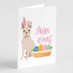 Whimsical A7 Size 5x7 <b>White</b> Boston Terrier Easter Note Cards Pack of 8 Blank Greeting Cards with <b>Envelopes</b> - Product Image 1
