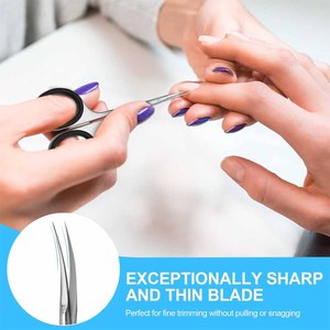 <b>Cuticle</b> Scissor Stainless Steel with Curved Tip, Non-Slip Silicone Finger Holes, Extra Sharp and Thin Blade, Sharp - Product Image 6