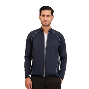 <b>Men's</b> Navy Blue Zip Up Track <b>Jacket</b> Casual Sportswear Stand Collar <b>Lightweight</b> Training <b>Jacket</b> Wholesale - Product Image 1
