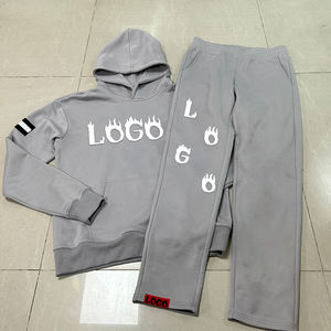 Conjunto de chándal de algodón 100% de felpa francesa para hombre, estilo urbano, con estampado en relieve y bordado, talla grande, de alta calidad. - Product Image 1