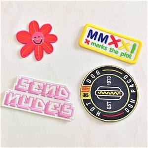 Parches bordados personalizados al por mayor para ropa, termoadhesivos o para coser, con bordes Merrow, corte térmico, con logotipo de letras, en forma redonda o rectangular - Product Image 1