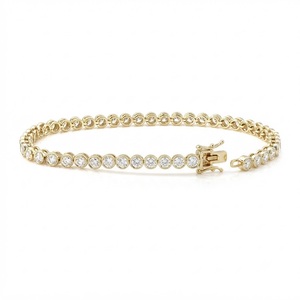 Brazalete de Moda de Oro de 18K con Diamantes Redondos de Laboratorio de 3mm y 2.5ct E VVS, Engastados en Bisel, Tipo Cadena de Tenis, para Mujer, Ideal para Bodas y Novias - Product Image 2