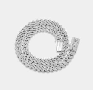 Exclusiva Pulsera de Cadena Cubana Hecha a Mano con Diamantes Naturales Redondos de 12 mm, Corte VS1, Chapados en Plata de Ley 925 - Product Image 1