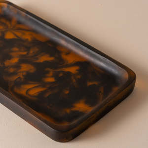 Marble Look Eco-Friendly Rectangular Resin Serving Tray <b>Decorative</b> <b>Plate</b> Polished Stone for Wedding Home Hotel Tabletop Use - Product Image 3