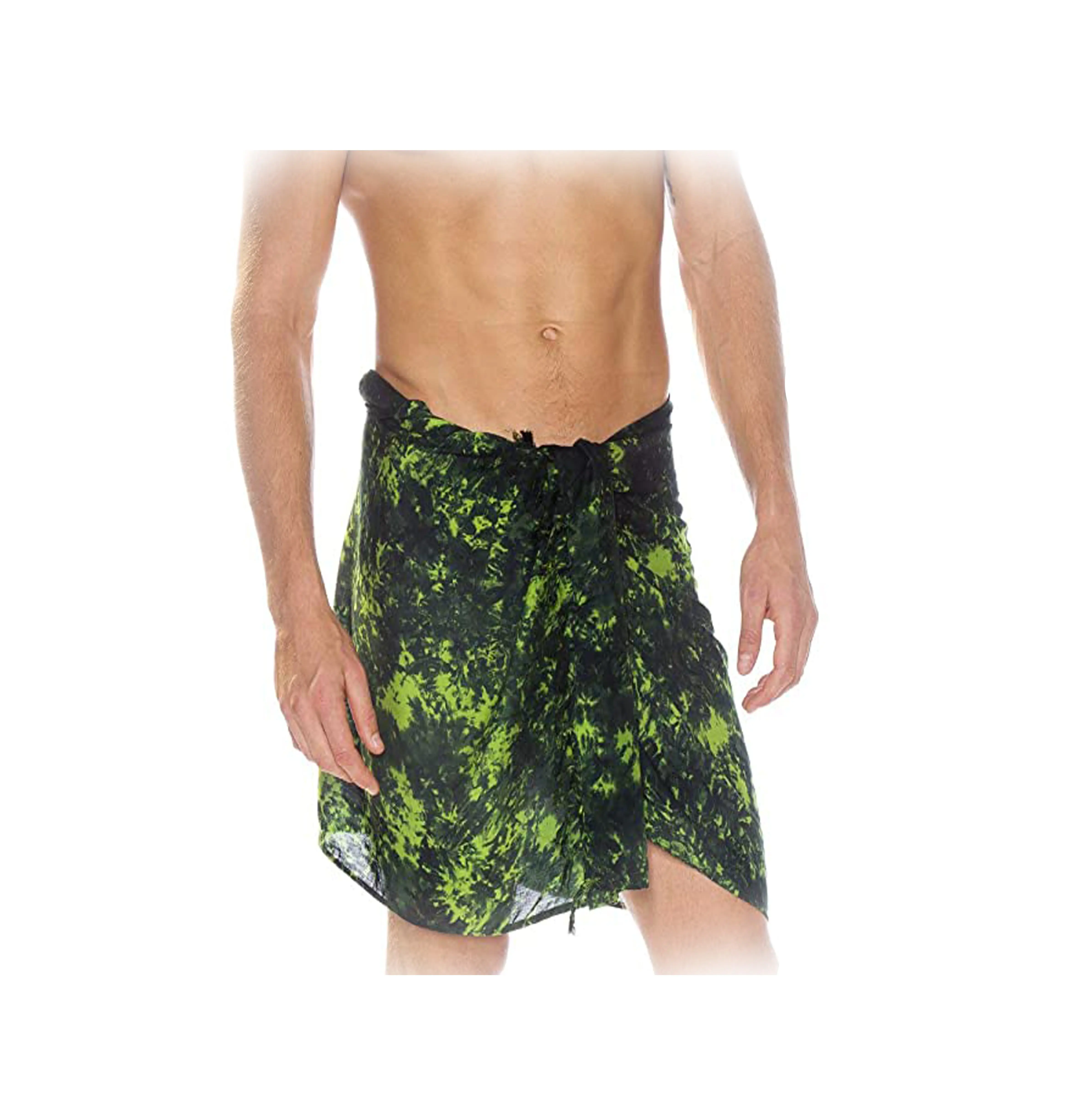 Sarong hawaïen pour hommes, vêtement de plage, demi-paréo, tissu imprimé coloré, 100%, rayonne