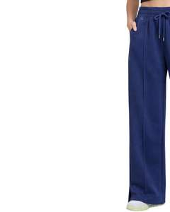 กางเกงวอร์มขายาวสีน้ำเงินกรมท่าสำหรับผู้หญิง เอวยางยืด มีเชือกผูก เอวหลวม ใส่สบาย ทรงตรง นุ่มสบาย เหมาะสำหรับใส่พักผ่อน - Product Image 3