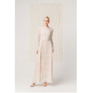 Robes de soirée écologiques de luxe ASTORIA LACE GOWN à manches longues, coupe ajustée, ODM, marque privée, robes décontractées modernes pour femmes - Product Image 3