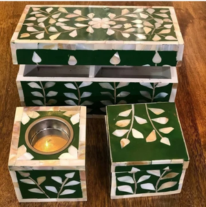 High Quality Handmade resin inlay Eco Friendly <b>Candle</b> <b>Holder</b> Set with Tray Chocolate Box for Home Decor Low Price - Product Image 6