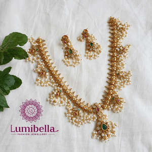 Guttupuslu 18K Gold Plated Luxury Short <b>Bridal</b> <b>Jewelry</b> <b>Set</b> - Product Image 6