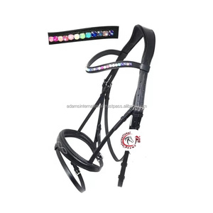 Sombrero de cuero de caballo de buena calidad, doble brida con banda de cristal ostentosa para cejas con relleno suave - Product Image 3