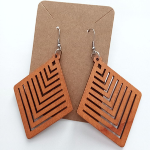 Superior Quality Eco-Friendly Hand Carved Silk Screen Printed Wood Earrings Fashion Art <b>Key</b> <b>Chains</b> Hot Selling - Product Image 5