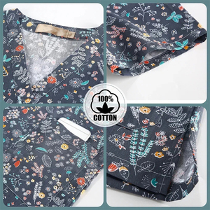 Custom Pediatric Medical Scrubs V-Neck Cartoon Animal Print <b>Nurse</b> Uniform Women's Dental Clinic Scrub Top with Pockets - Product Image 5