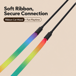 Rainbow Feather <b>Cat</b> Teaser Wand <b>Interactive</b> Pet <b>Toy</b> Steel Wire Fetch Stick for Indoor <b>Cats</b> Exercise Play for Kitten Indoor Play - Product Image 3