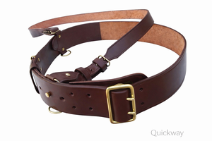 Ceinture en cuir véritable marron style Sam Browne avec sangle croisée, ceinture formelle de qualité supérieure pour tenue de cérémonie - Product Image 5