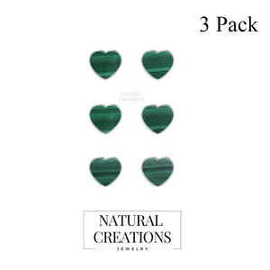 Boucles d'oreilles clous en argent sterling 925 de qualité supérieure, avec malachite marine, forme cœur, fermoir papillon, sertissage clos, tendance, cadeau pour mariage et fête - Product Image 2