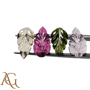 Tourmaline rose naturelle sculptée en intaglio, motif fleur et feuille, pierre précieuse en vrac, fabriquée par un fabricant, vente en gros pour la fabrication de bijoux, calibrée - Product Image 2