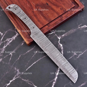 Cuchillo de Acero de Damasco Forjado a Mano de 13 Pulgadas con Punta Caída, Hoja de 0.5mm de Grosor, Hoja Lisa de Espiga Completa para Fabricación de Cuchillos DIY - Product Image 2