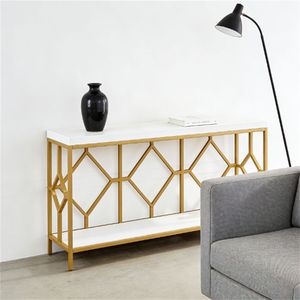 Mesa de Sofá Larga con Estante de Almacenamiento Abierto y Diseño Geométrico Simple, Elegante Mesa de Consola para Recibidor - Product Image 4