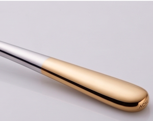 Juego de cubiertos Dwi-Tone Mirror Silver Rose Gold con punta en oro rosa, acero inoxidable con revestimiento PVD en oro rosa, perfecto para bodas, cenas, cocina y restaurantes. - Product Image 3