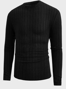 WARPRO INDUSTRY Pull en maille côtelée gris pour homme, 100% coton, anti-rides, respirant, manches longues, motif uni, hiver - Product Image 6